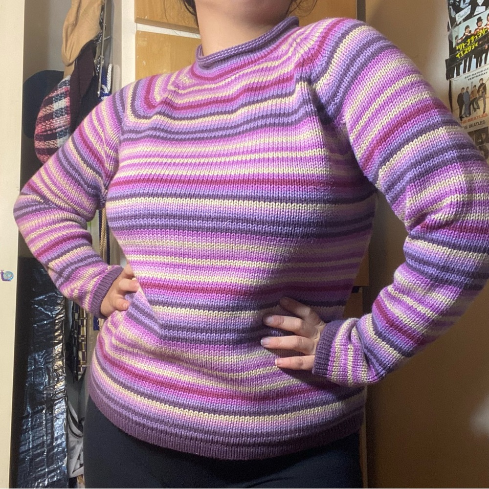 Purple multicolored LL BEAN sweater